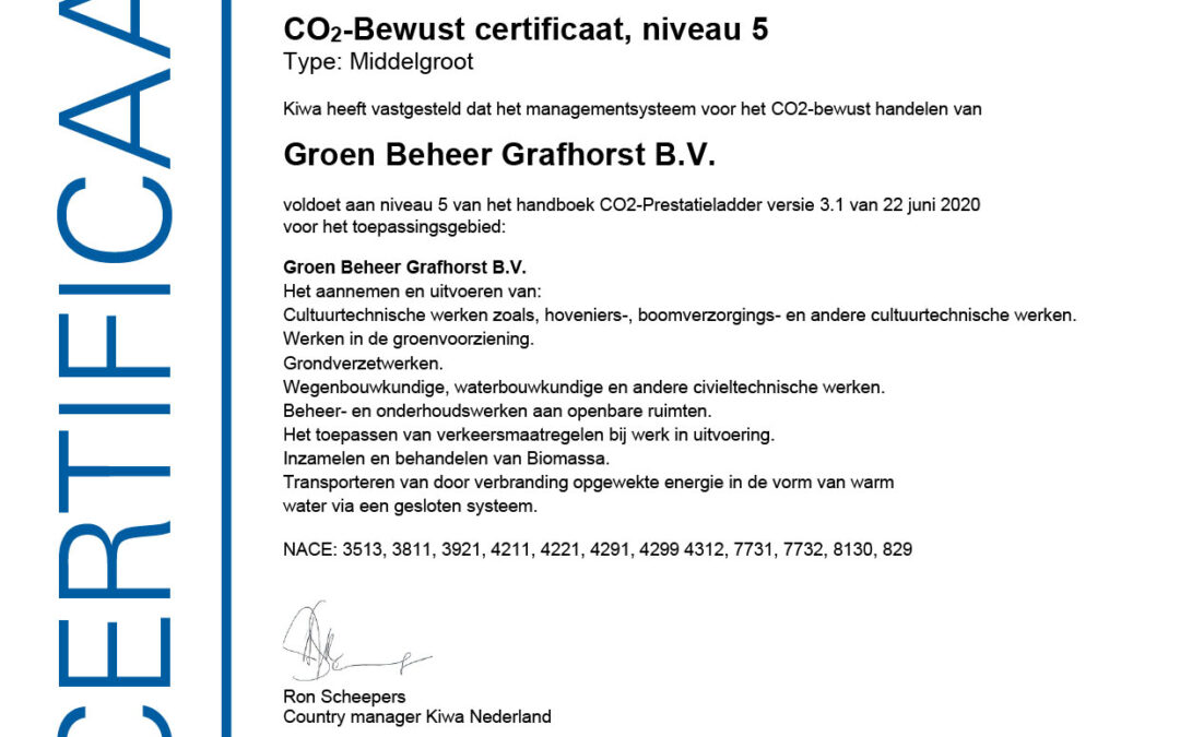 CO2-Bewust certificaat, niveau 5